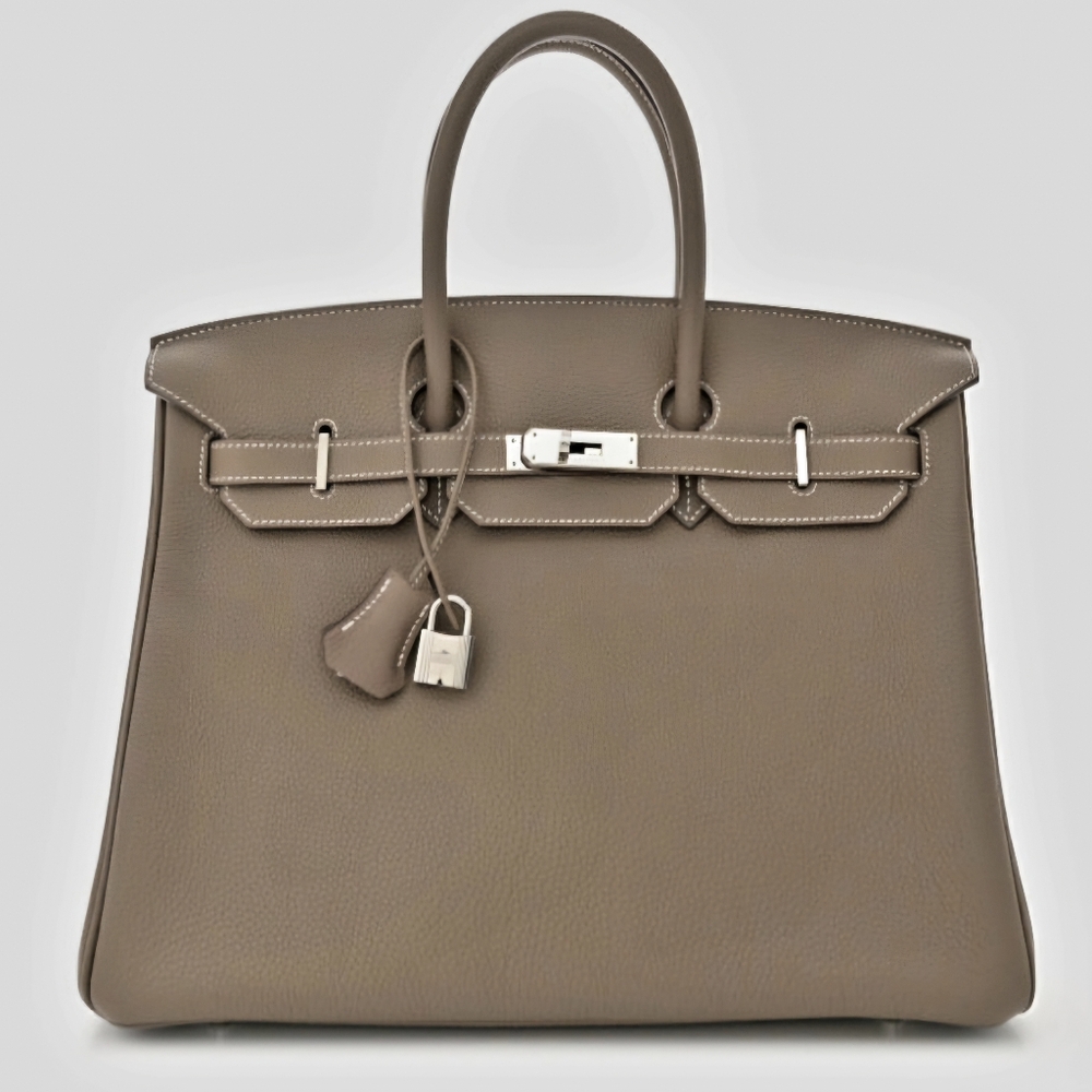 COPY - COPY - Stunning like birkin not designer cowhide leather, elephant grey …